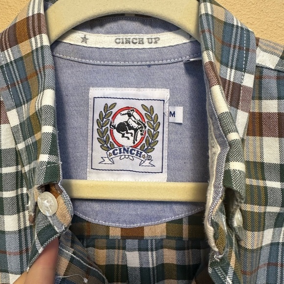 Cinch Green Brown Plaid Cowboy Dress Shirt Button Down Long Sleeve Rodeo Western - Picture 5 of 8